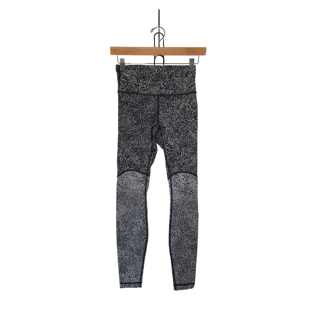 Lululemon 4 Wunder Pant High Rise Black White Polar Shift Pattern Leggings - Picture 4 of 12